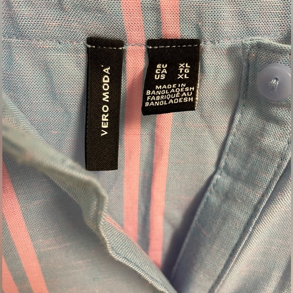 Blue and Pink Lightweight Long Button Down Dress - Picture 6 of 6